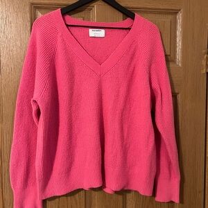 Old Navy Women's Vibrant Pink V-Neck Sweater